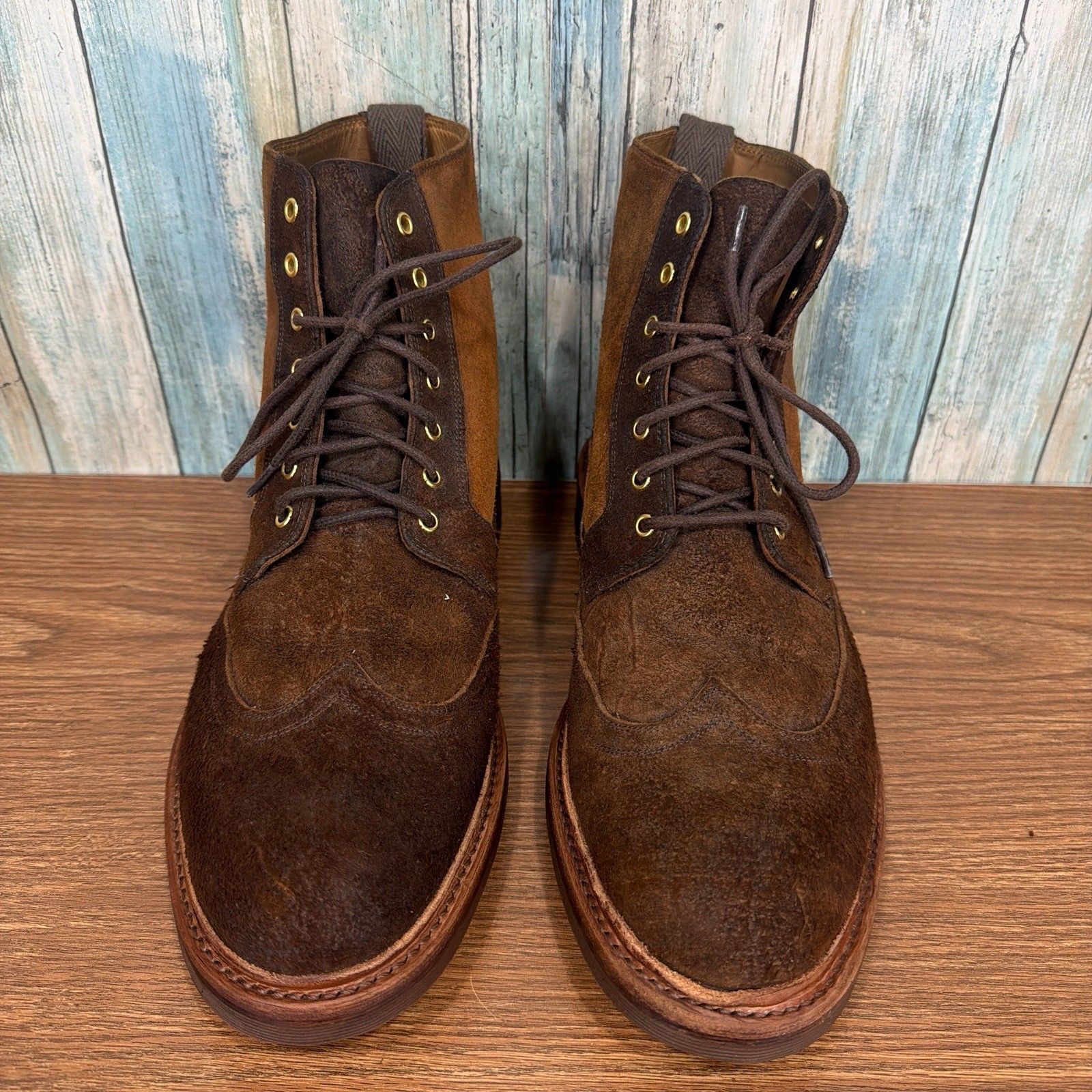 Oliver Sweeney Nelson Mens Uk 11 Us 12 Boots Brown Waxed Suede Wingtip Brogue — image 2 of 8